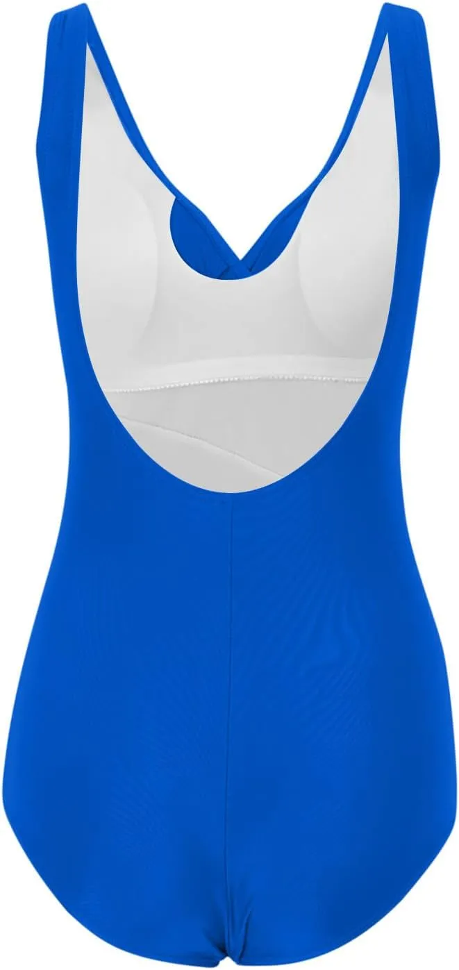 Womens Tummy Control Bathing Suit Fashion Solid Sexy Backless One Piece Swimsuit Beach Party Plus Size Swim Suits