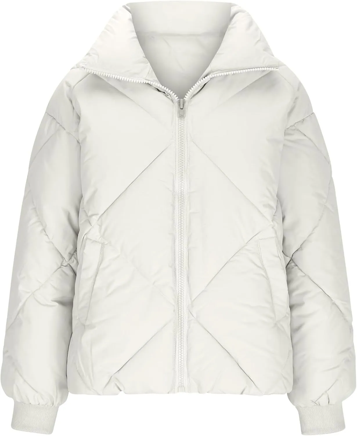 Womens Winter Puffer Jacket Warm Padded Wadded Jackets Zip Up Down Coats Quilted Puffy Outerwear Clothing