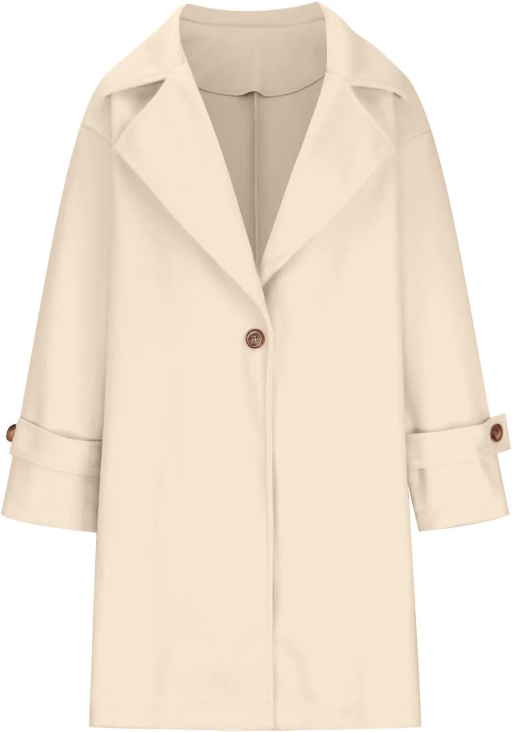 Women's Wool Blend Pea Coat Lapel Button Up Outerwear Trendy Jacket Business Overcoat Long Trench Coats with Pocket