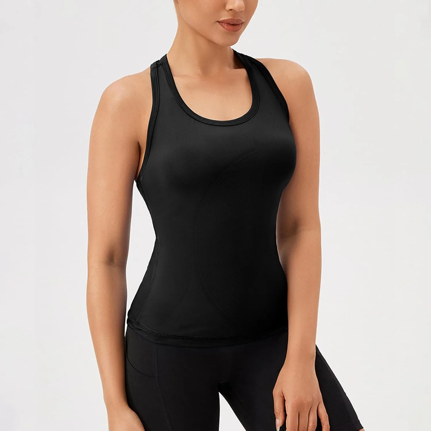 Women's Workout Racerback Sleeveless Tops Scoop Neck Athletic Tank Tops 2025 Summer Quick Dry Running Gym Yoga Shirts