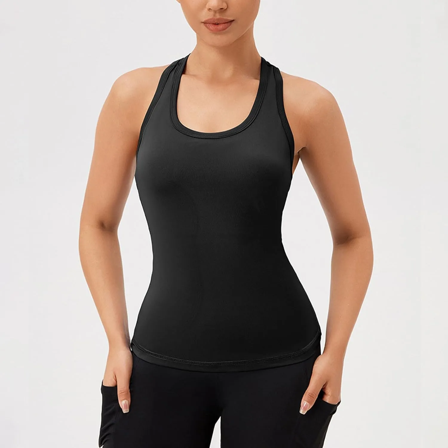 Women's Workout Racerback Sleeveless Tops Scoop Neck Athletic Tank Tops 2025 Summer Quick Dry Running Gym Yoga Shirts