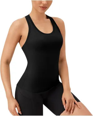 Women's Workout Racerback Sleeveless Tops Scoop Neck Athletic Tank Tops 2025 Summer Quick Dry Running Gym Yoga Shirts