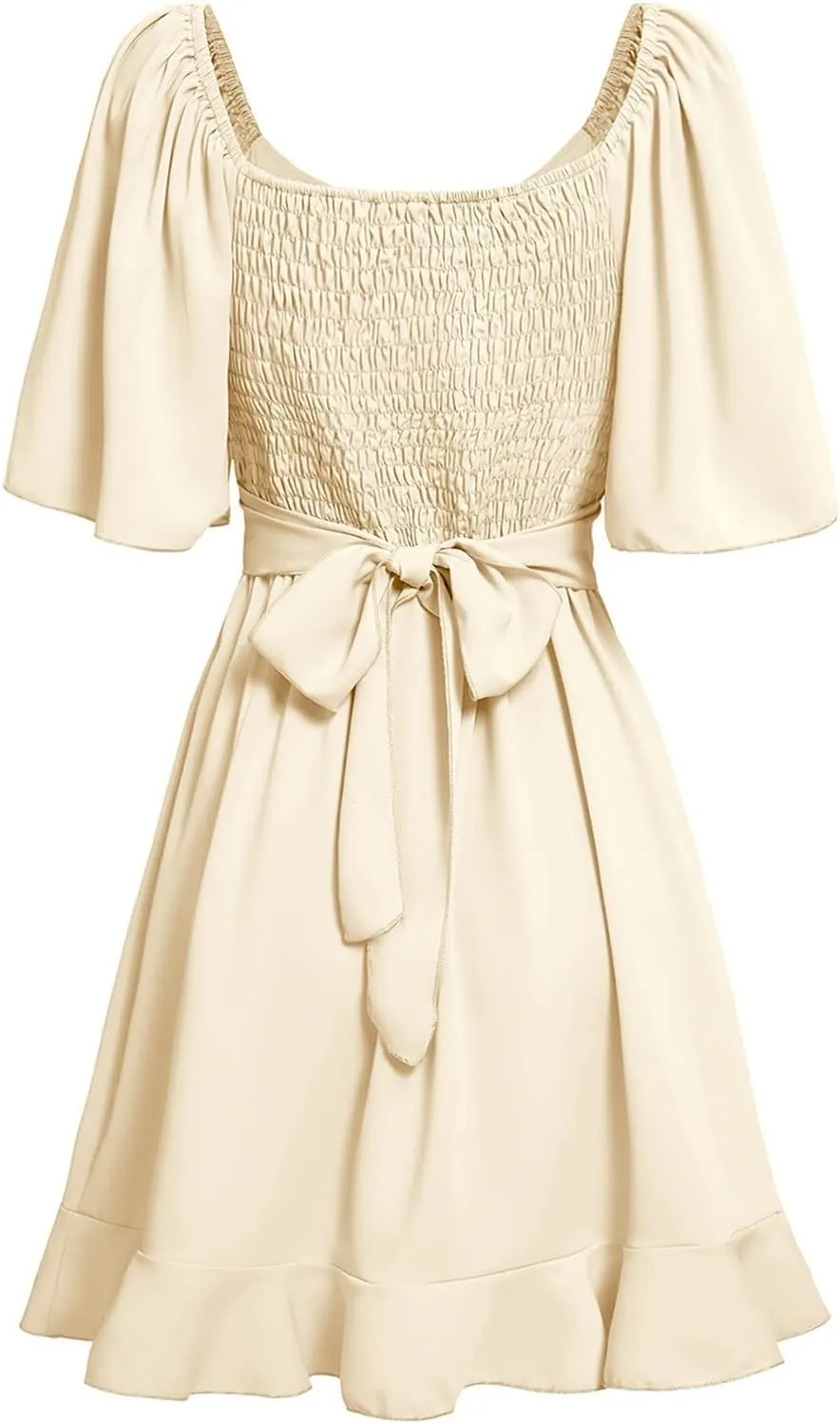 Womens Wrap Dress Formal Wedding Guest Dress V Neck Short Split Sleeve Ruffle Midi Dresses Casual Cocktail Party