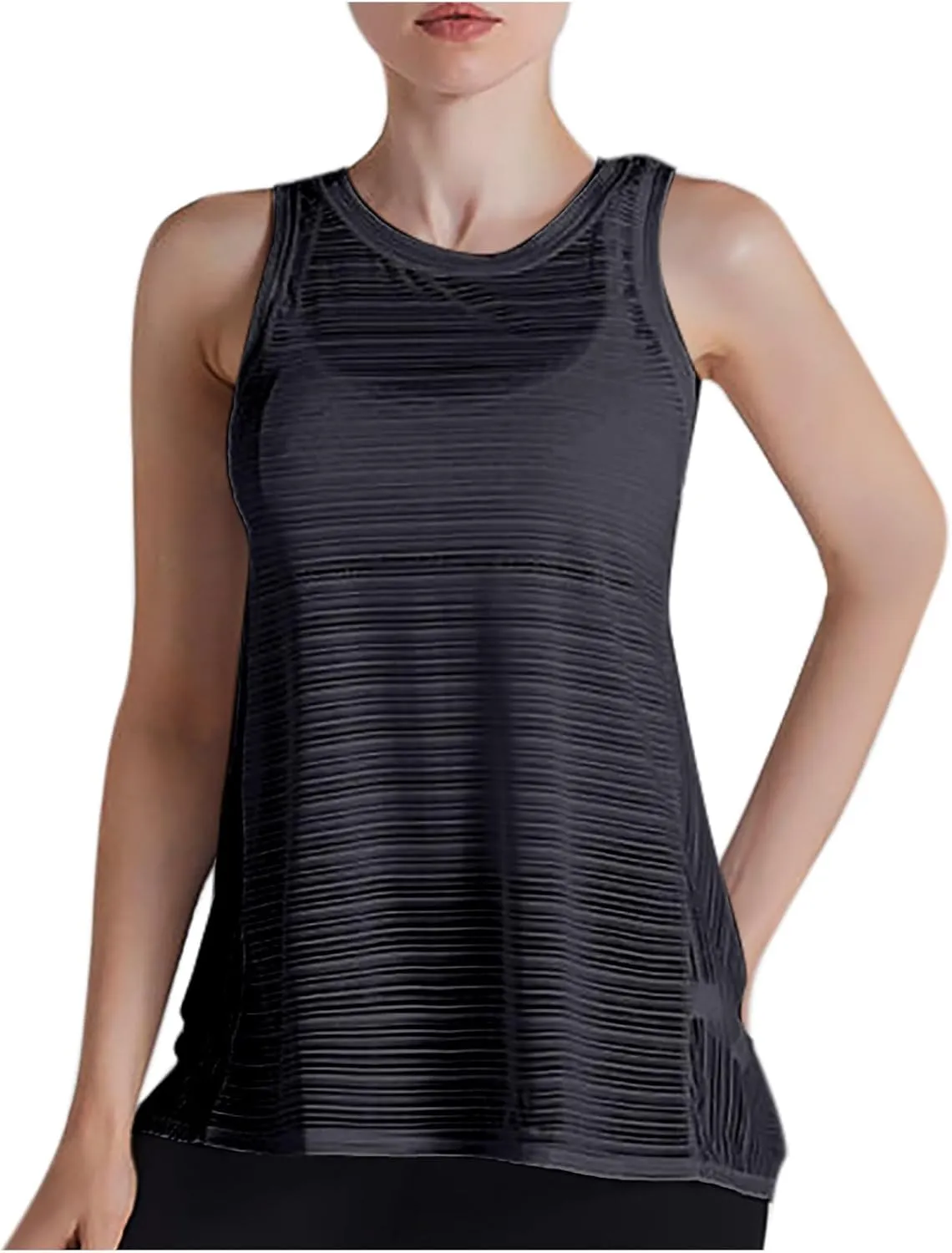 Womens Yoga Sleeveless Tank Tops Crewneck Back Hollow Out Split Athletic Top Summer Mesh Lightweight Quick Dry Shirts
