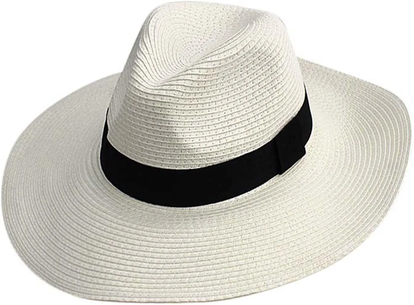 Woven Straw Wide Brim Panama Style Sun Hat