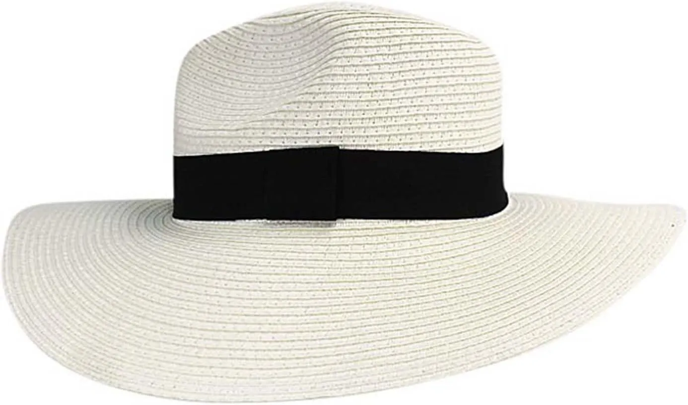 Woven Straw Wide Brim Panama Style Sun Hat