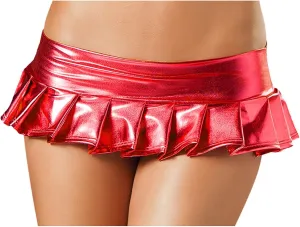 WUAI Womens Leather Wet Look Mini Skirt Shiny Metallic Liquid Pleated Party Bodycon Mini Skirt Dress Clubwear
