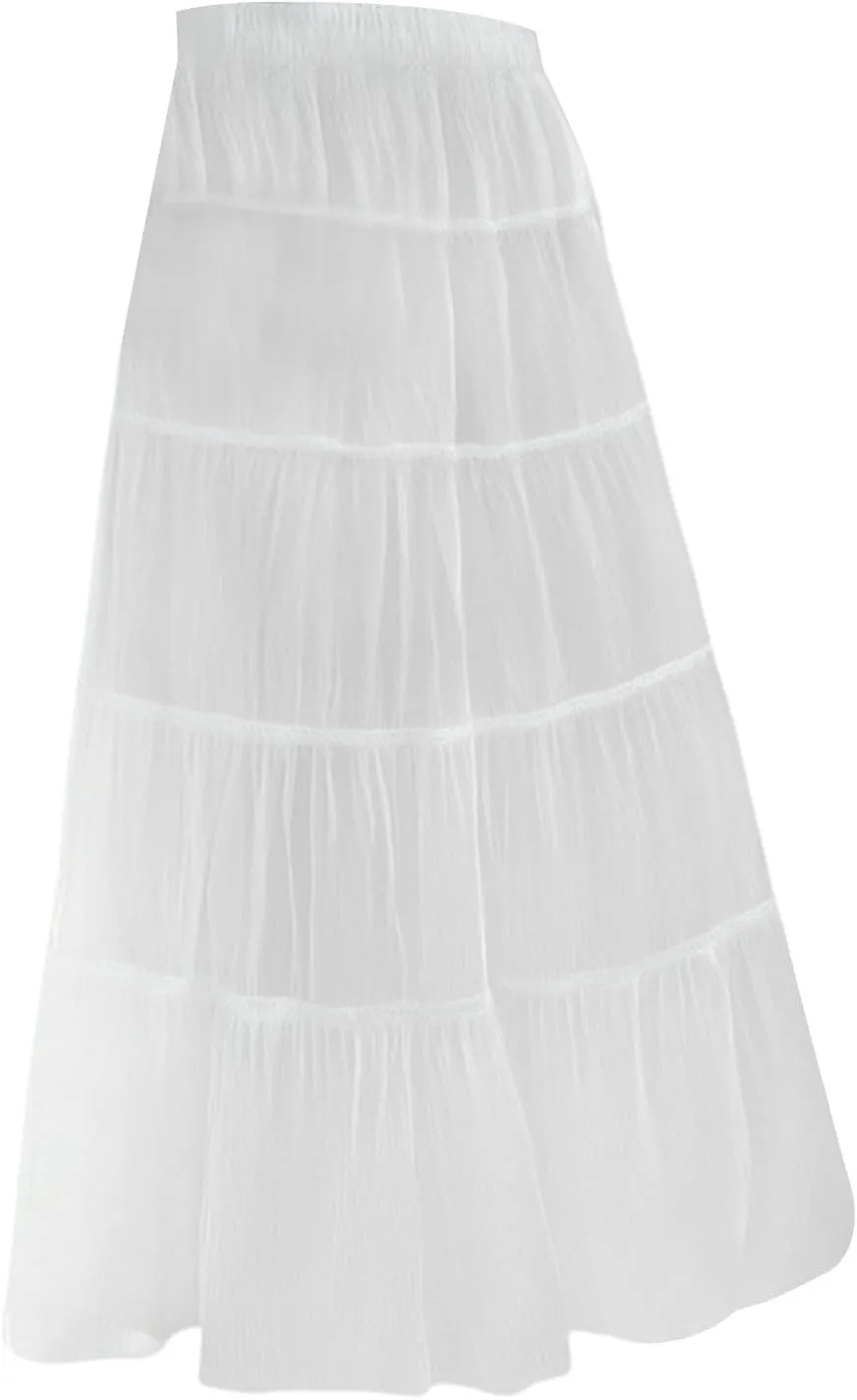 XOWRTE Womens Summer Boho Maxi Skirts Smocked High Wasited Flowy Tiered Ruffle A Line Long Beach Skirt Skirt