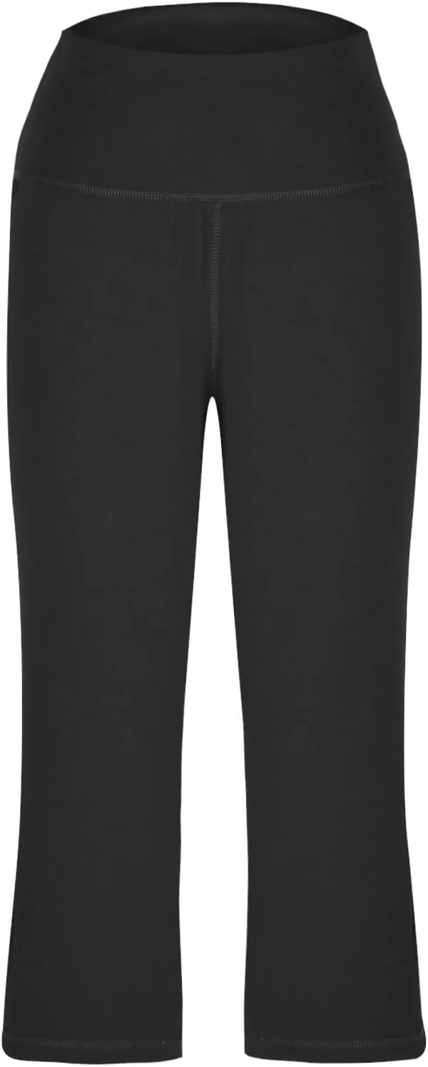 XUNRYAN Womens Capri Leggings Yoga Pants High Waist Crop Athletic Workout Gym Straight Leg Trousers Activewear with Pockets