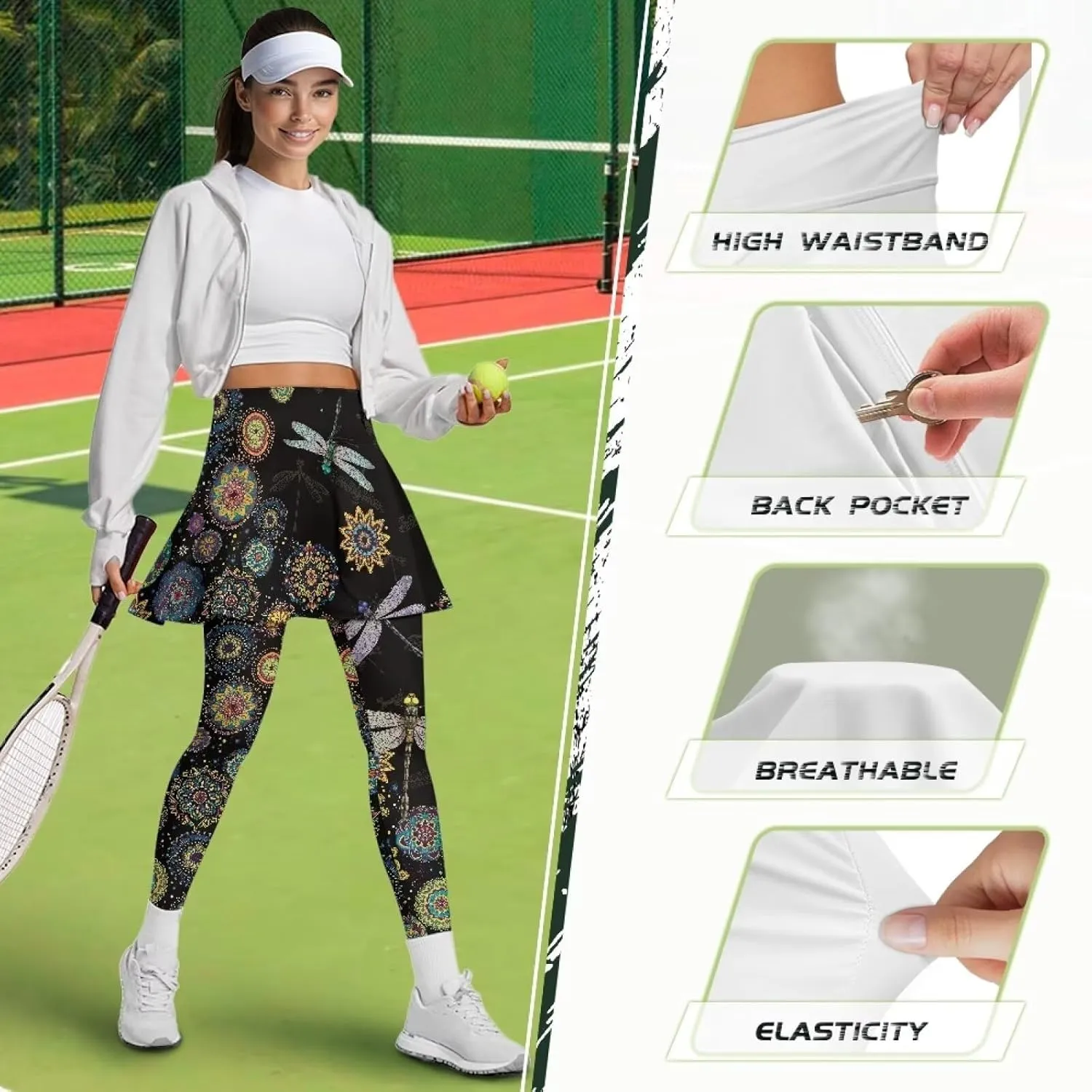 YEXIATODO Skirted Leggings for Women Athletic Skorts Skirts for Women Activewear Girls Pleated Tennis Skirt XS-3XL