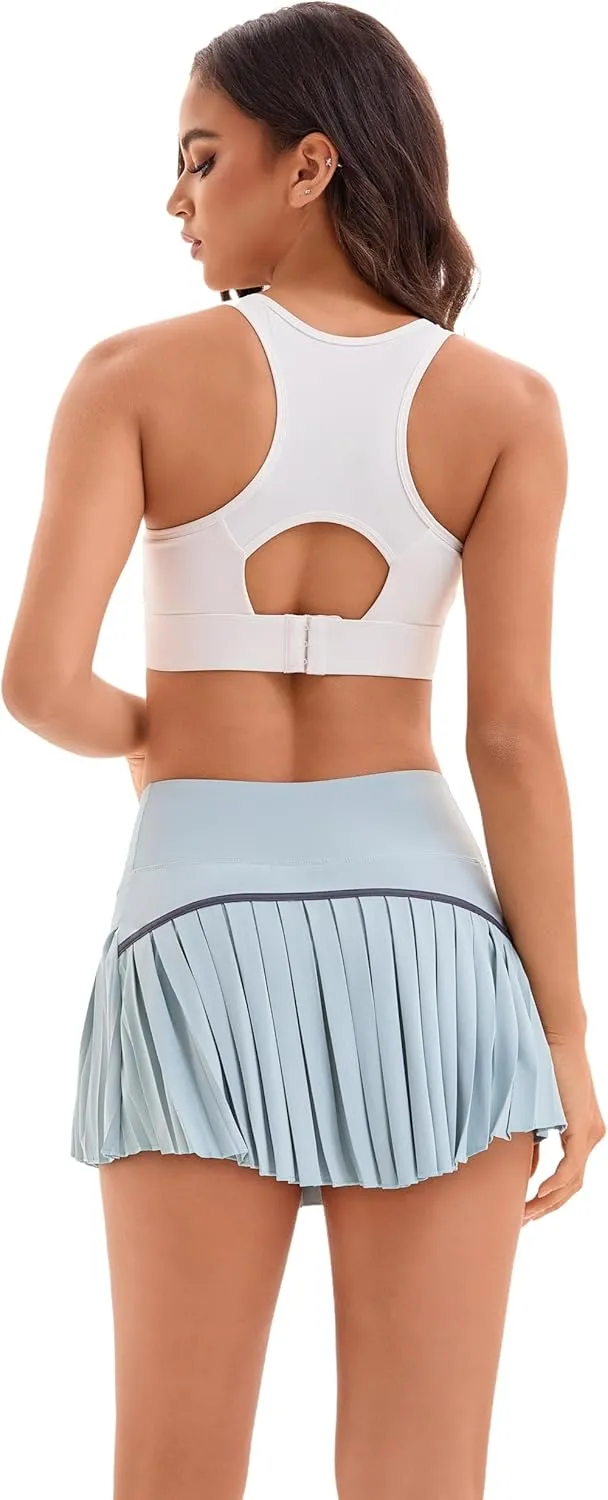 Yknktstc Women Tennis Skirt with Pocket Pleated Golf Skort Active Workout Running Athletic Shorts