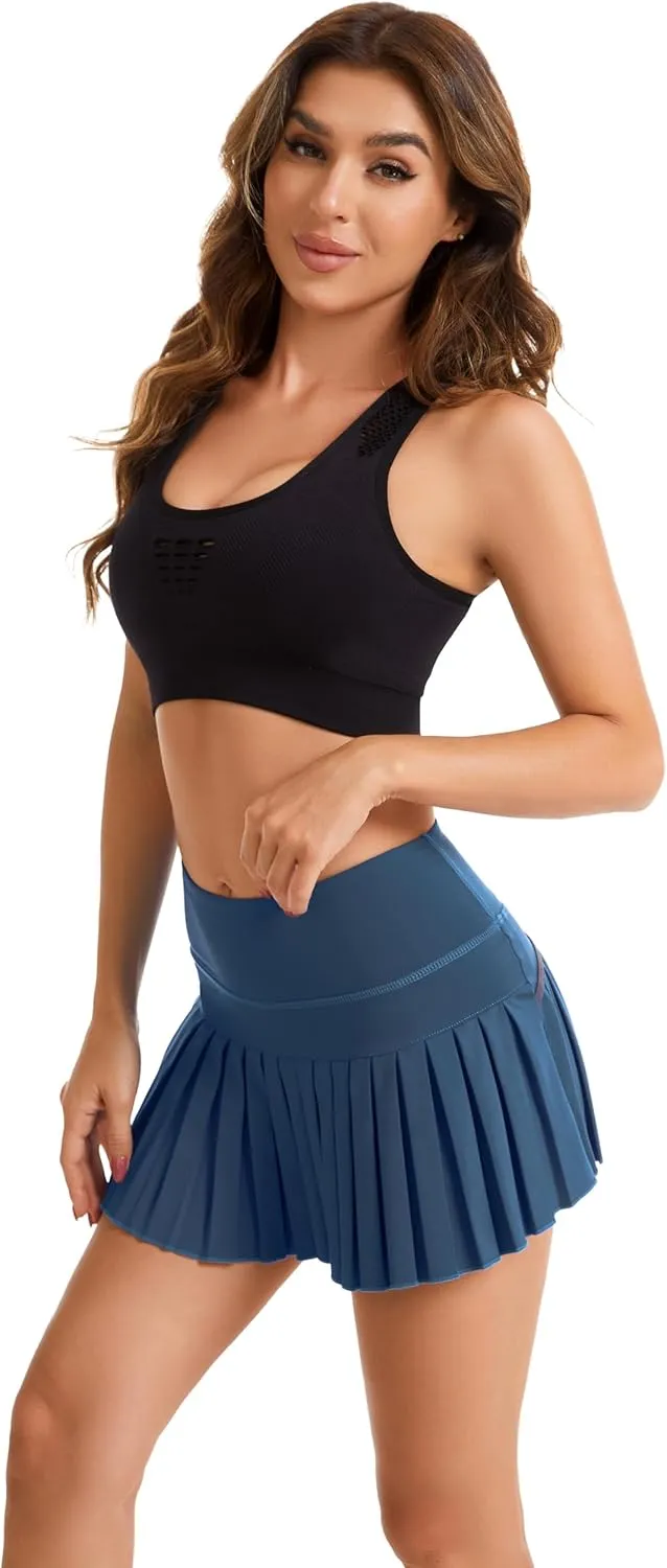 Yknktstc Women Tennis Skirt with Pocket Pleated Golf Skort Active Workout Running Athletic Shorts