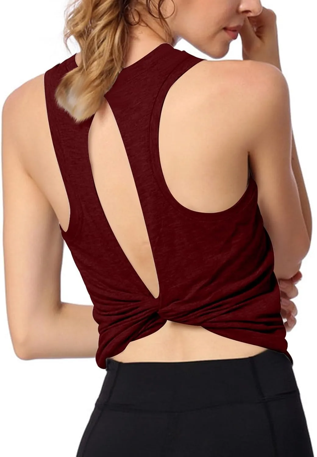 Yoga Tee Shirts for Women Summer Solid Color Athletic Workout Running Tank Tops Casual Fashion Breathable Blouse