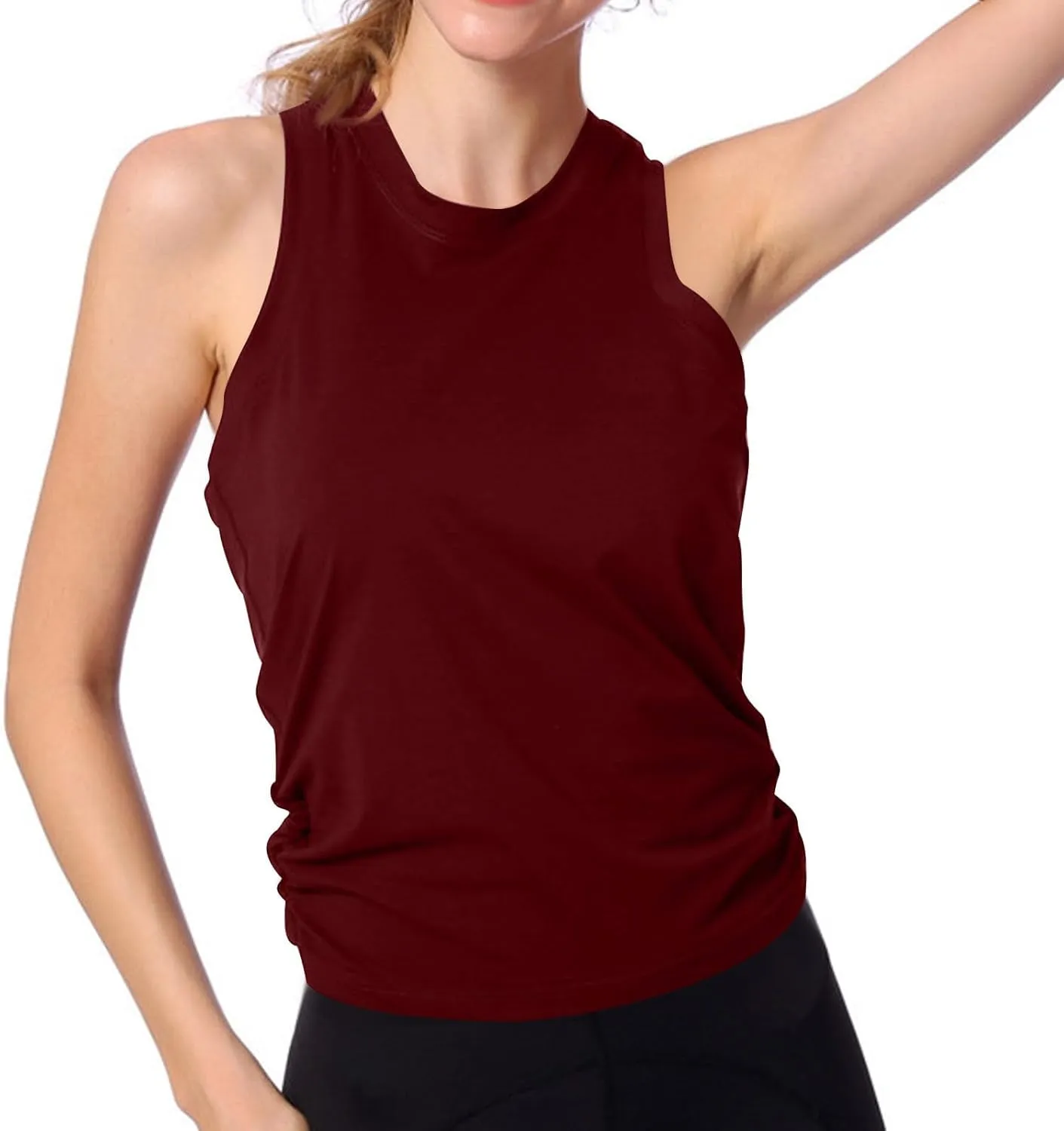 Yoga Tee Shirts for Women Summer Solid Color Athletic Workout Running Tank Tops Casual Fashion Breathable Blouse