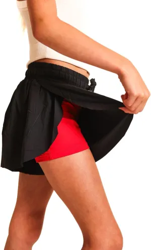 Youth Girls Flowy Athletic Shorts with Spandex Liner. Butterfly Shorts for Fitness, Running, Sports with Drawstring Closure