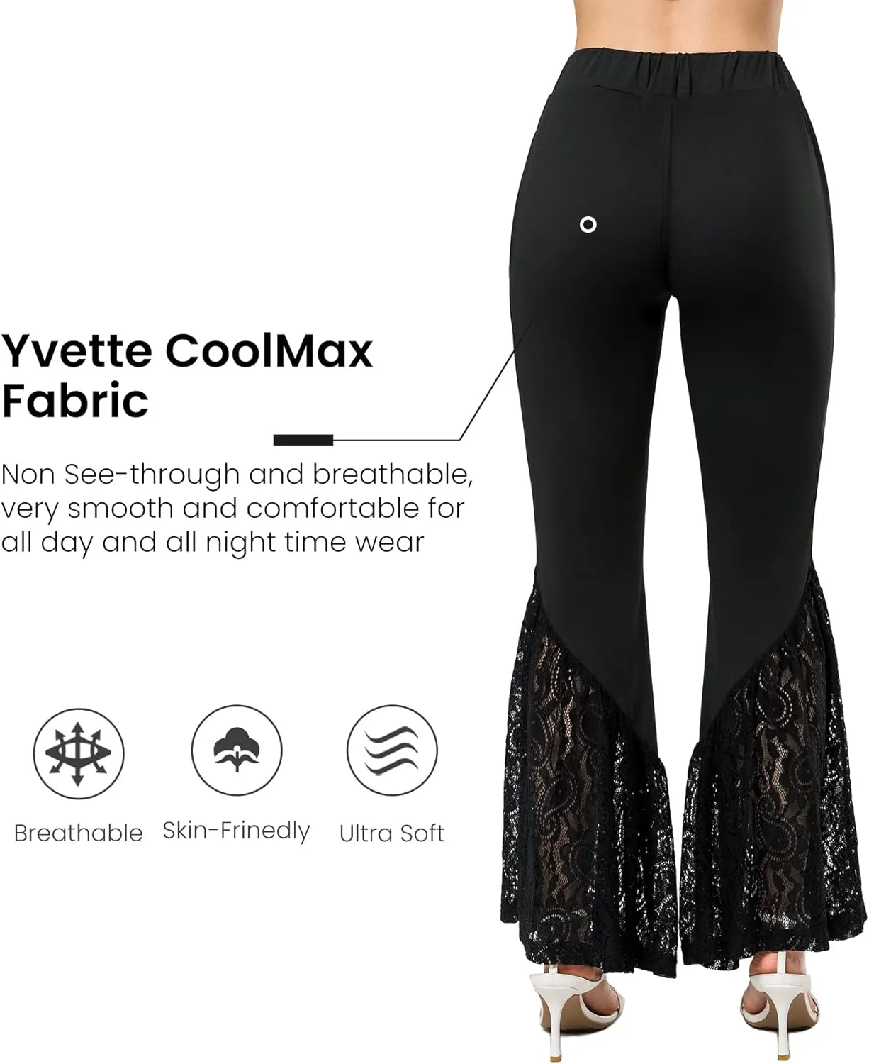 Yvette Women's Bell Bottom Pants Flare Leggings High Waist Tummy Control Wide Leg Dancing Bootcut Yoga Pants