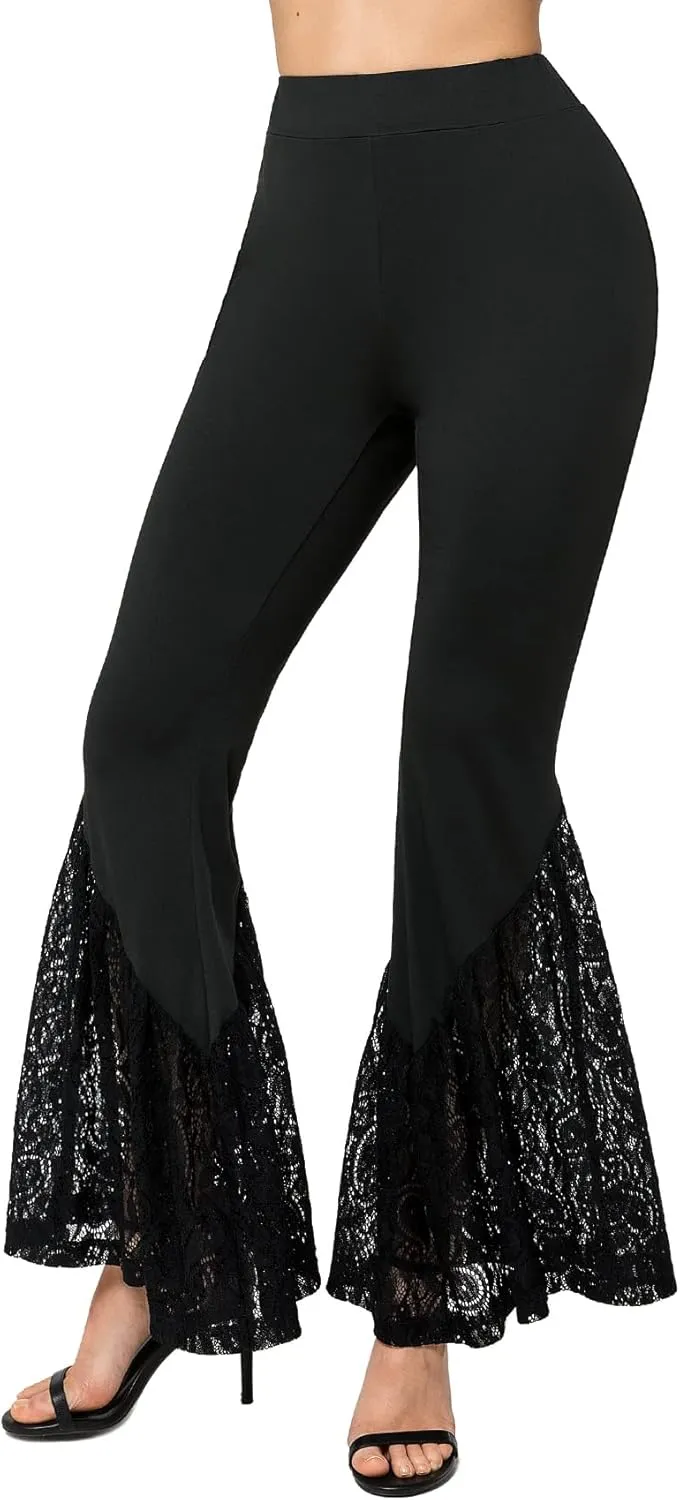 Yvette Women's Bell Bottom Pants Flare Leggings High Waist Tummy Control Wide Leg Dancing Bootcut Yoga Pants