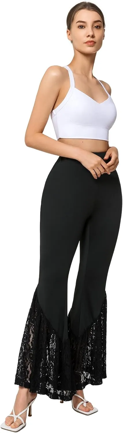 Yvette Women's Bell Bottom Pants Flare Leggings High Waist Tummy Control Wide Leg Dancing Bootcut Yoga Pants