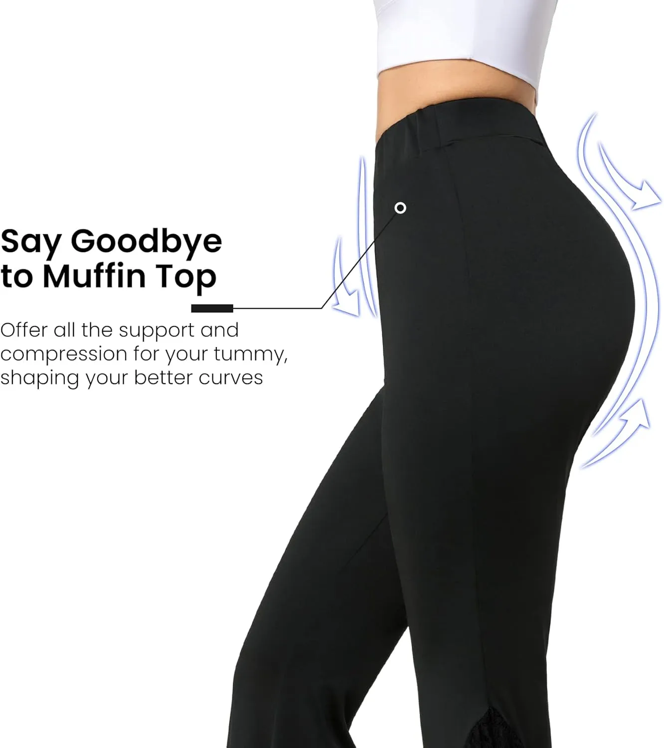 Yvette Women's Bell Bottom Pants Flare Leggings High Waist Tummy Control Wide Leg Dancing Bootcut Yoga Pants