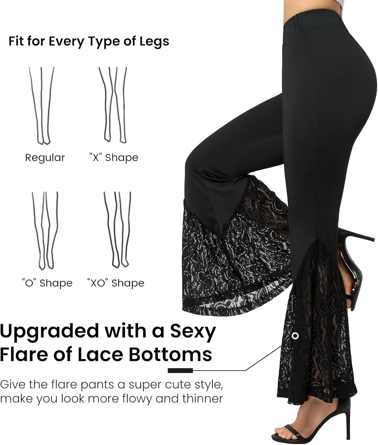 Yvette Women's Bell Bottom Pants Flare Leggings High Waist Tummy Control Wide Leg Dancing Bootcut Yoga Pants