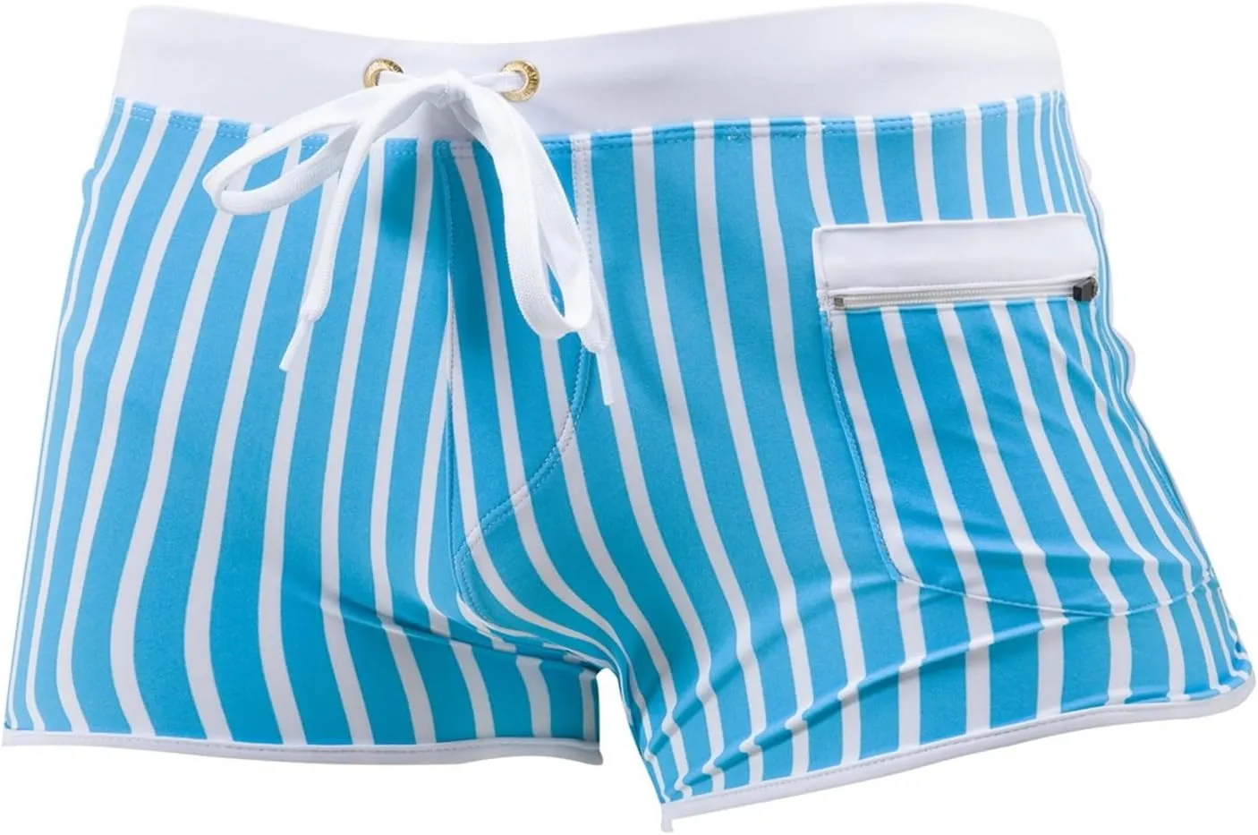 ZEFOTIM Swim Shorts for Men Drawstring Funny Striped Trunk Board Surf Swimsuit with Zipper Pockets