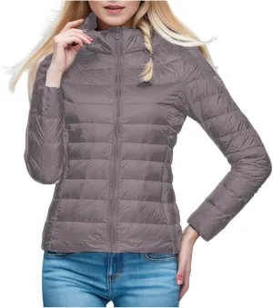 ZWRXW Down Jacket for Women Short Lightweight Duck Down Quilted Stand Collar Puffer Coats Packable Winter Outerwear
