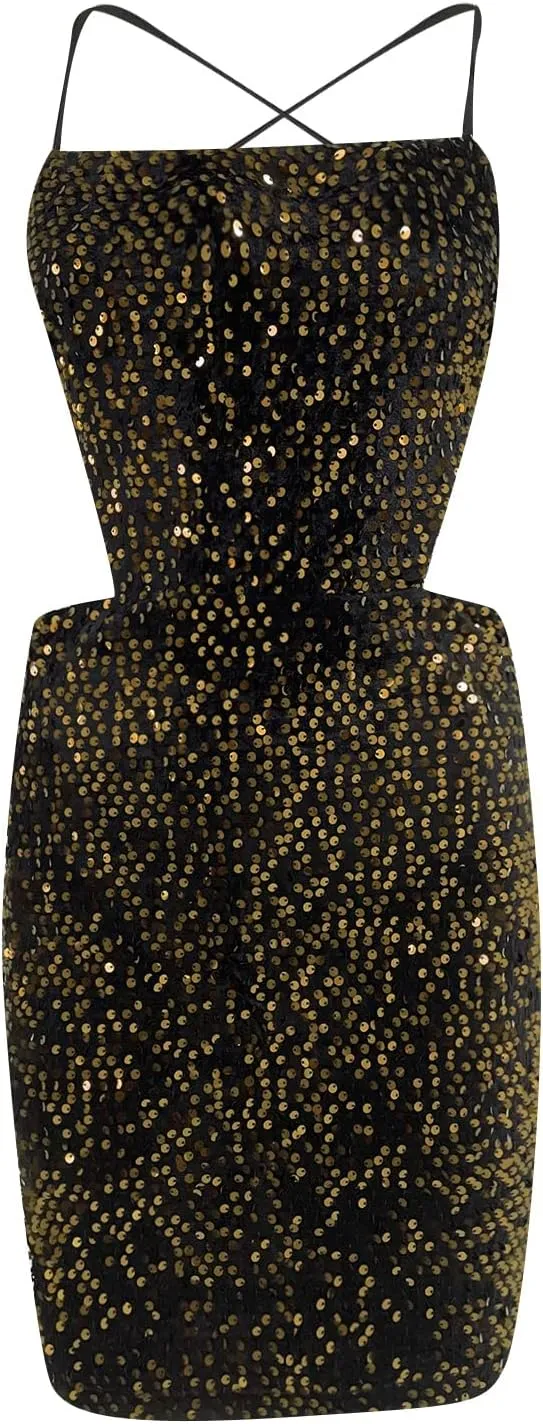 ZYXTIM Homecoming Dresses for Women Square Neck Mini Ruched Bodycon Dress Spaghetti Straps Sequin Cocktail Party Dresses