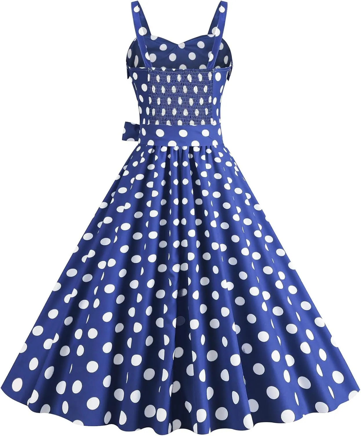 ZYXTIM Women Vintage Polka Dot 1950s Rockabilly Swing Dress Sleeveless V Neck Belt Wrap Floral Evening Cocktail Swing Dress