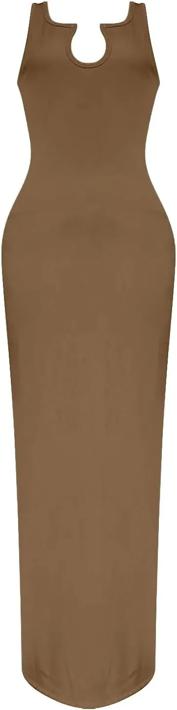 ZYXTIM Women's Sexy Bodycon Tank Dress Deep V Neck Ruched Sleeveless Casual Midi Dresses Slim Fitted Pencil Dresses Plus Size